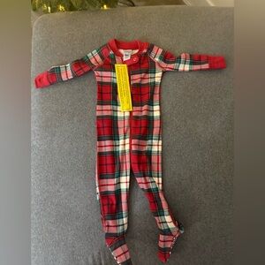 Hanna Andersson Red and Green Plaid Kids Footie